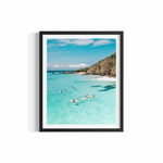 Aerial group surf, Byron Bay — Social Surfers ocean photography print by Saxon Kent