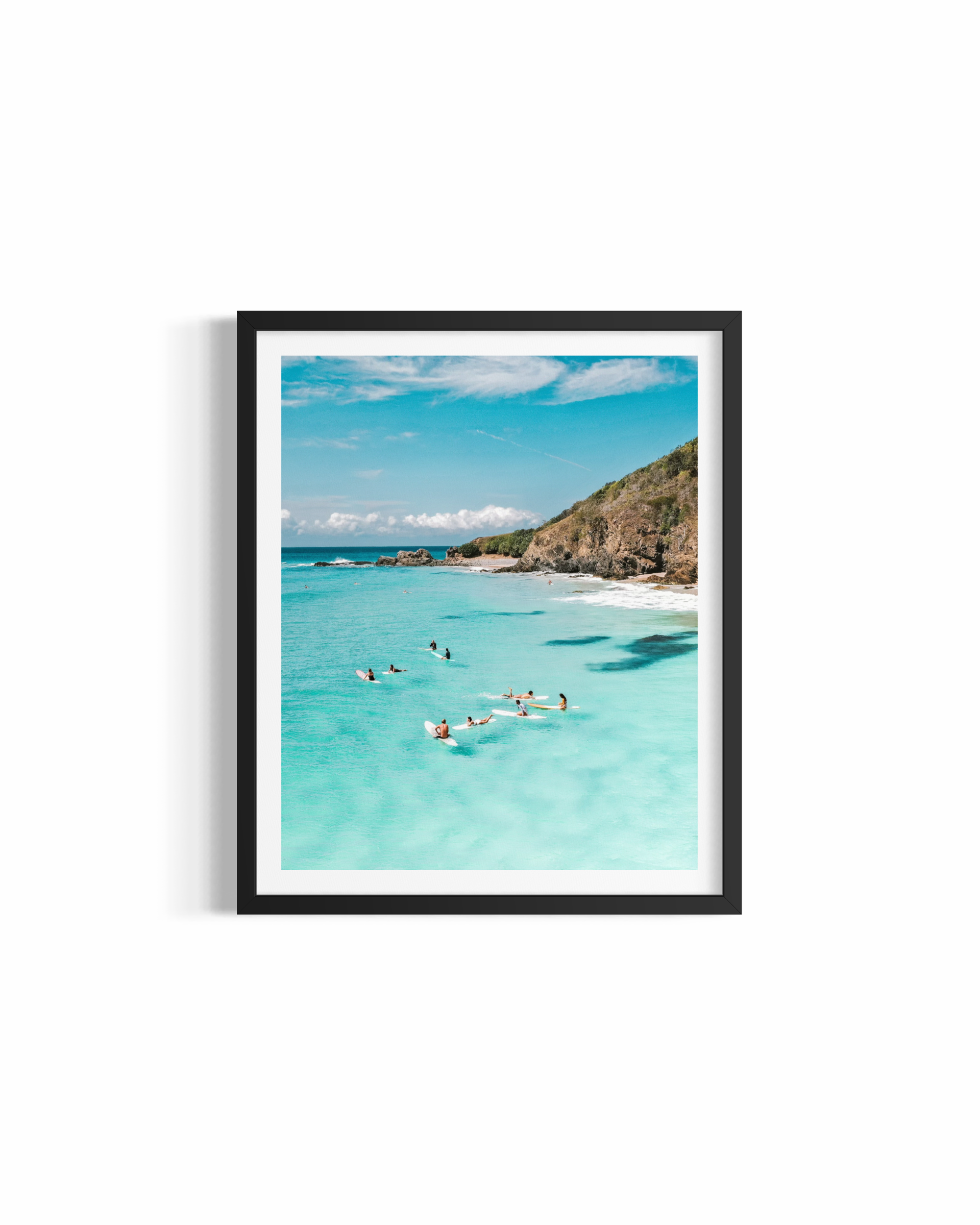 Aerial group surf, Byron Bay — Social Surfers ocean photography print by Saxon Kent