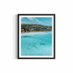 Aerial view of dolphins gliding past a surfer near Cape Byron Lighthouse at Wategos Beach — Wategos Dolphins by Saxon Kent