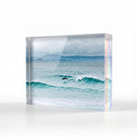 Diving Dolphin acrylic block — fine art dolphin photography by Saxon Kent, Wategos Beach Byron Bay