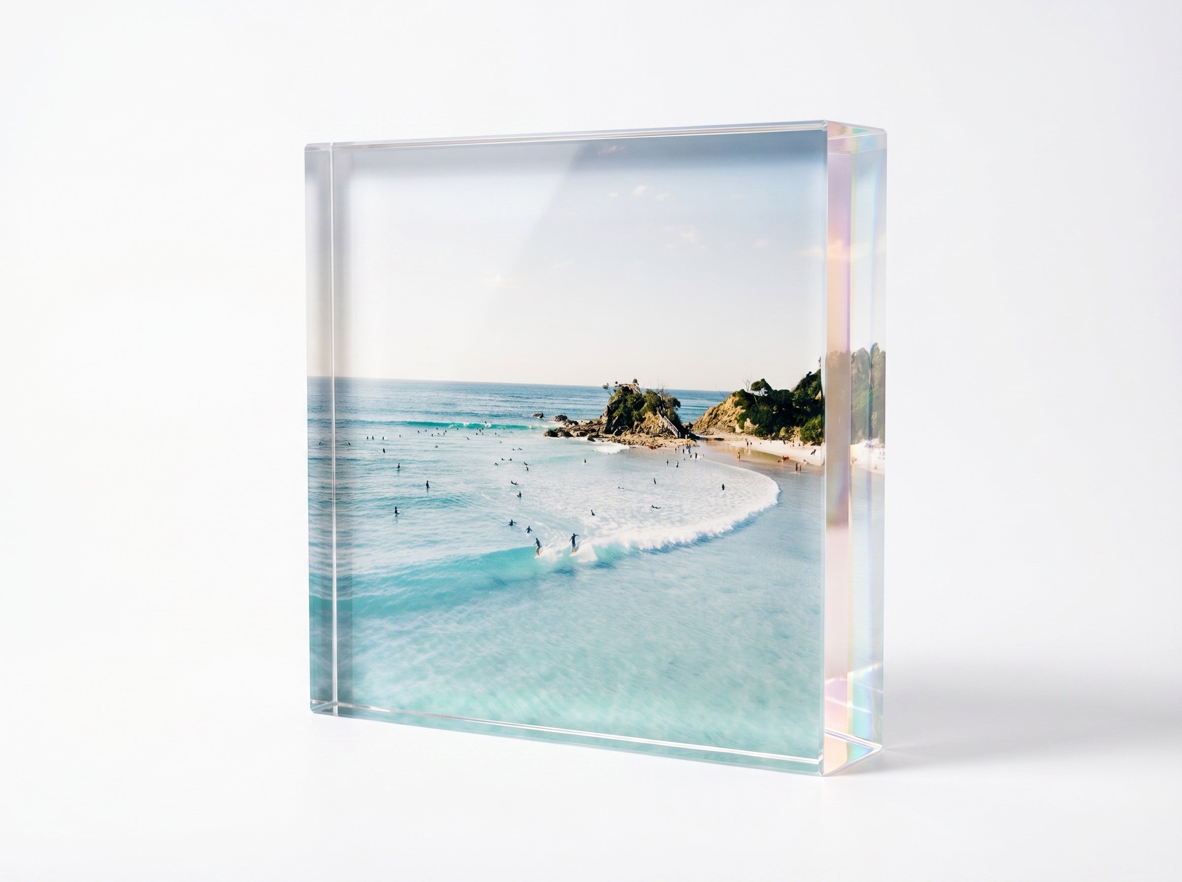 Party Wave — acrylic block fine art print by Saxon Kent, Wategos Beach Byron Bay coastal wall art