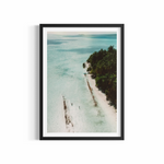 Tropical island aerial, Maldives — Falling Into the Atlas ocean print by Saxon Kent