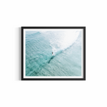 Lone surfer riding a single fin board down the line at Wategos Beach Byron Bay — Single Fin fine art print by Saxon Kent