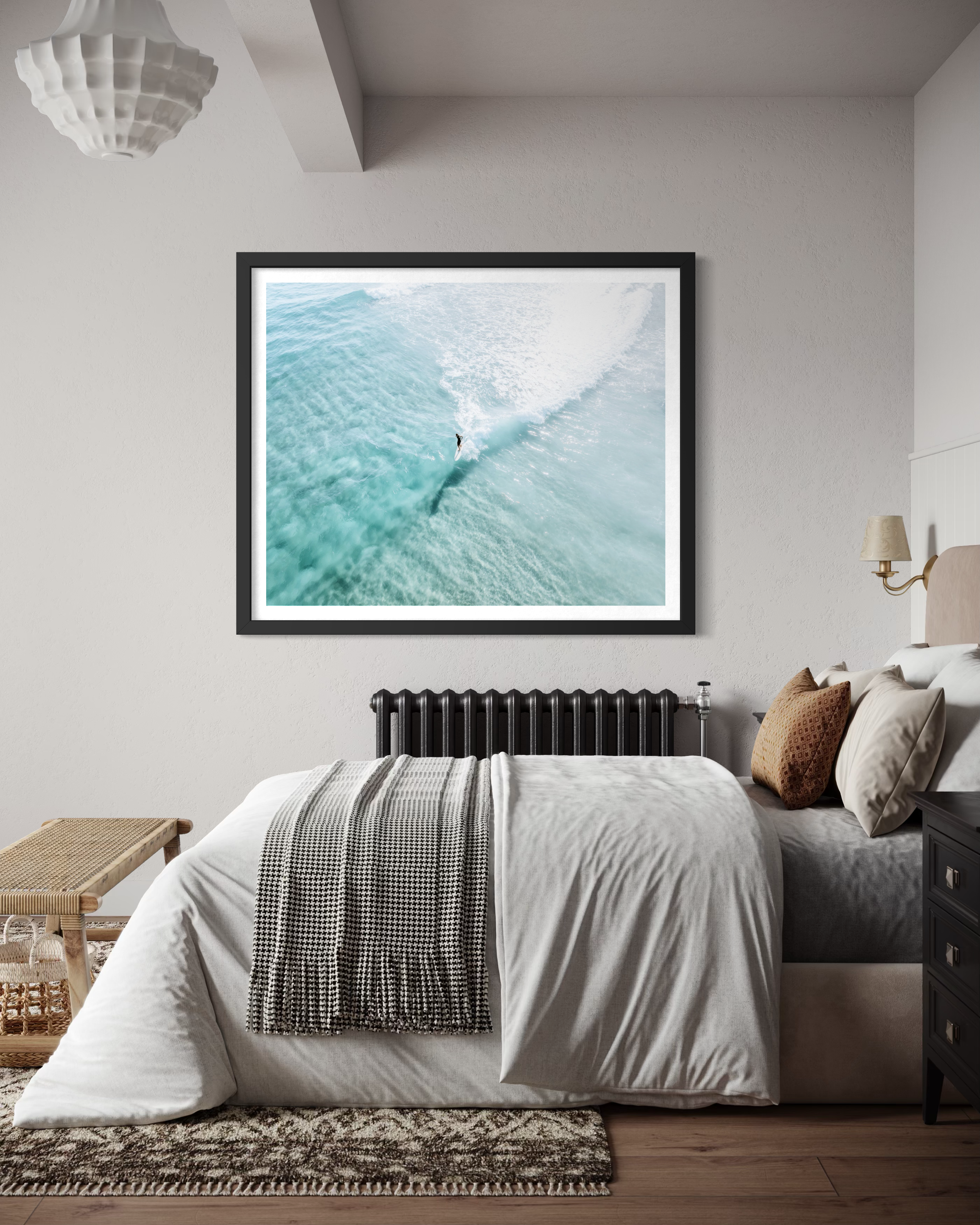 Single Fin framed print — fine art ocean photography by Saxon Kent, Wategos Beach Byron Bay