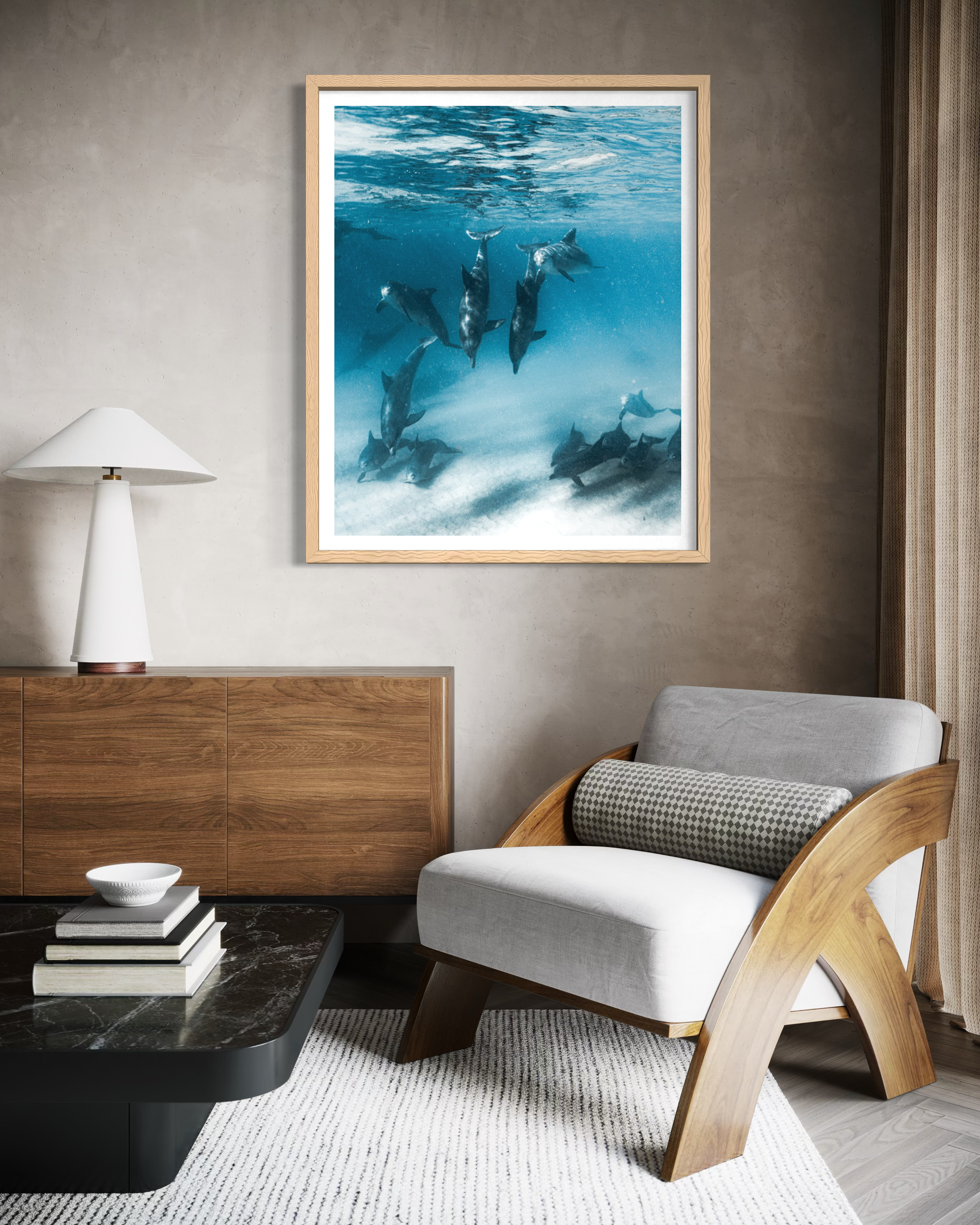 Deep Diving framed print — fine art underwater photography by Saxon Kent, Wategos Beach Byron Bay