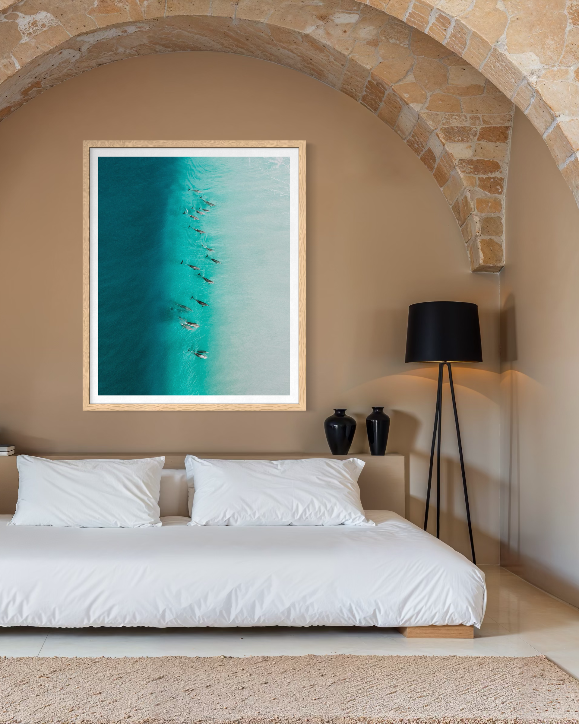 Party Wave framed print — fine art dolphin photography by Saxon Kent, Wategos Beach Byron Bay