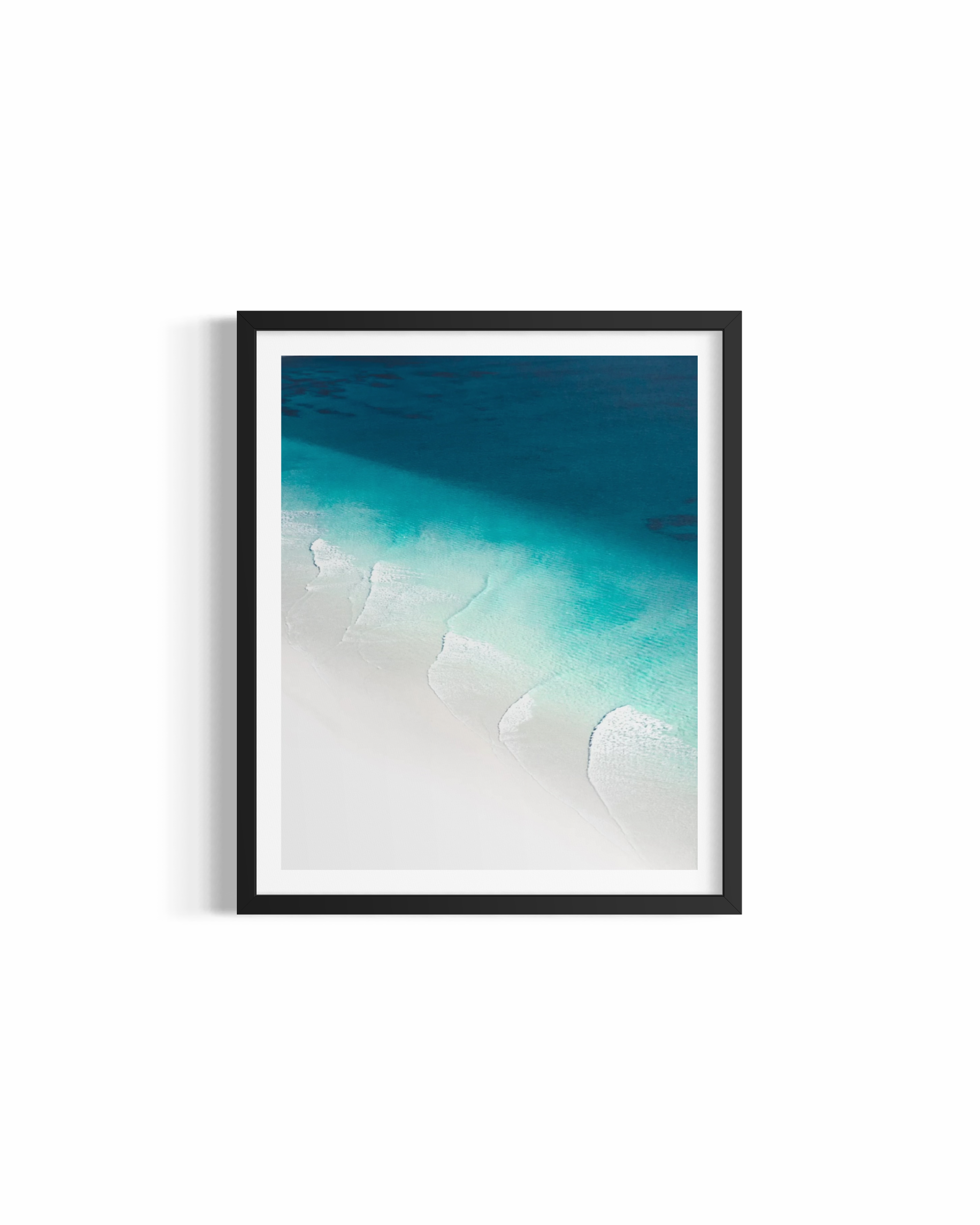 Aerial graphic view of sand and ocean lines at The Pass Byron Bay with surfers — Lines fine art print by Saxon Kent