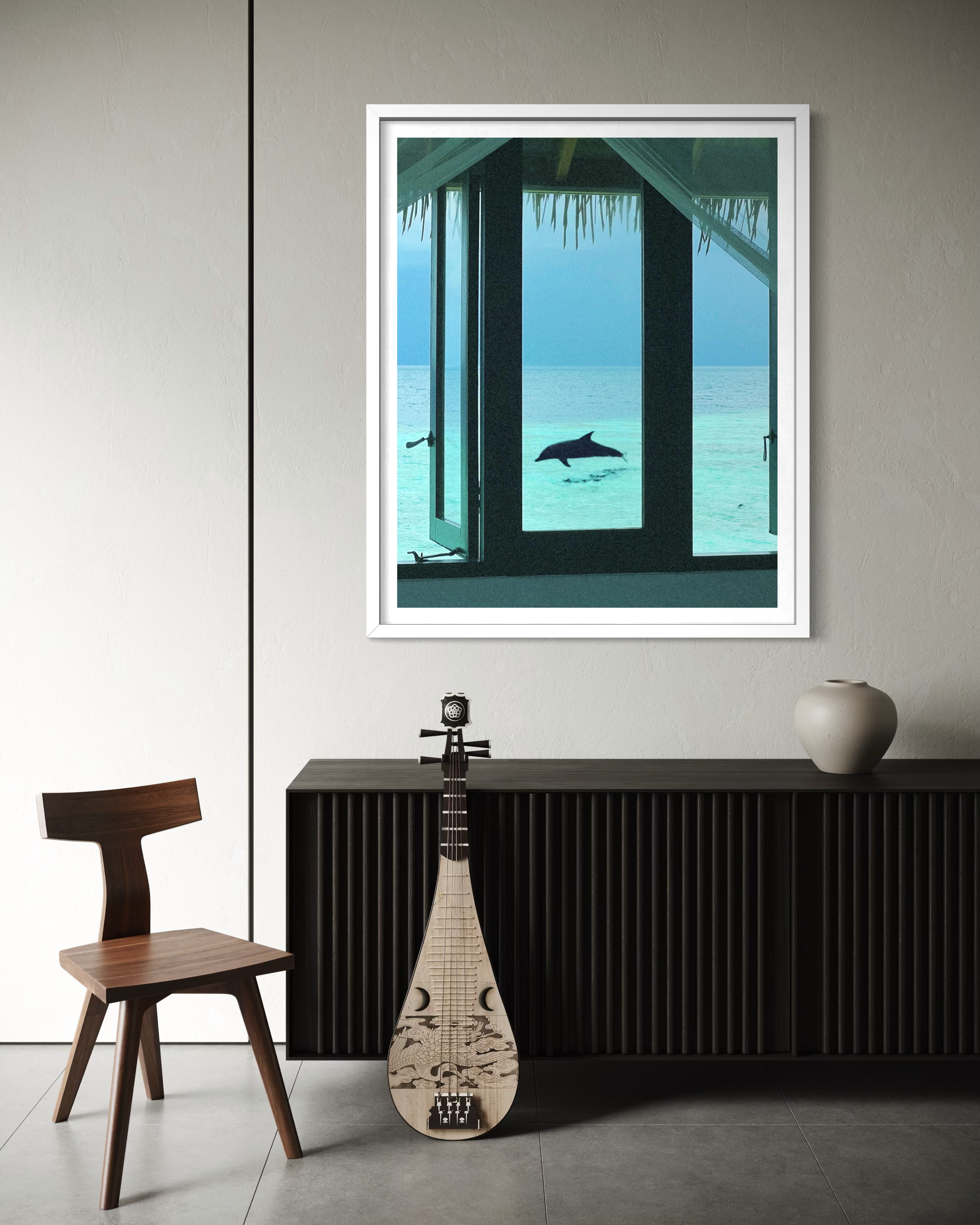 Window to Heaven framed print — fine art dolphin photography by Saxon Kent, Maldives